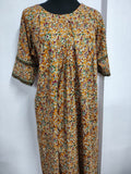 Cotton Pleated, Side zip, Back A-line, Side elastic Large Printed Maternity Wear