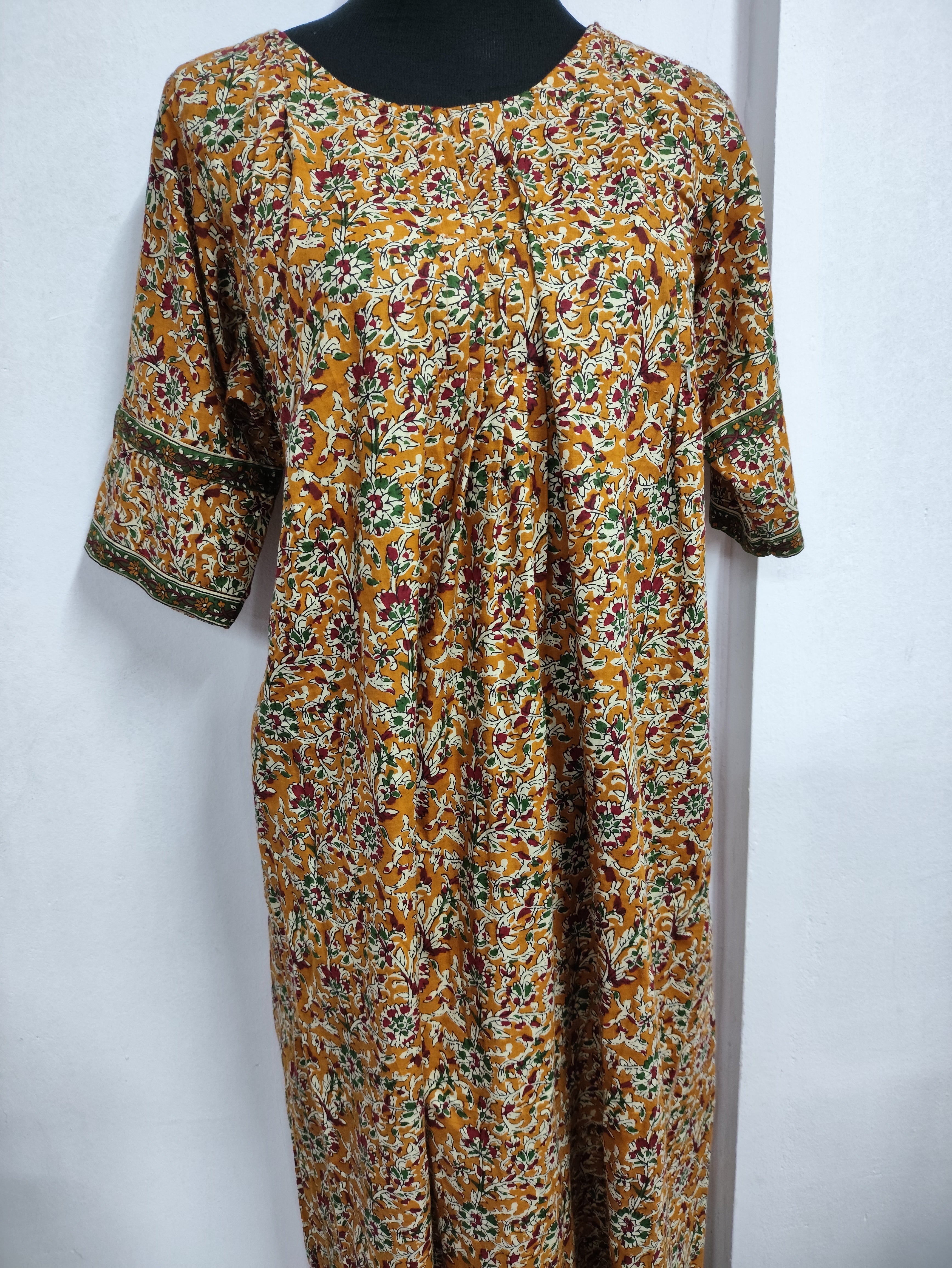 Cotton Pleated, Side zip, Back A-line, Side elastic Large Printed Maternity Wear