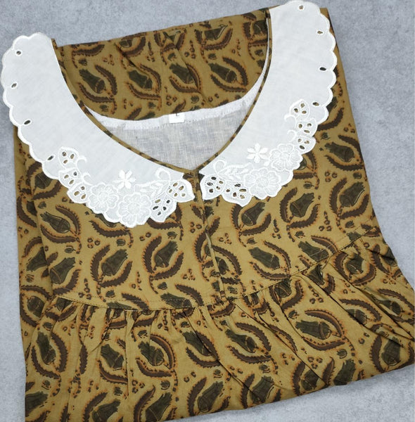 Soft Cotton Pleated, With Pockets, No Open Large Printed Nighty