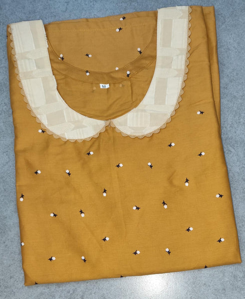 Cotton With Pockets, No Open, A-line churidar cut Medium Printed Nighty