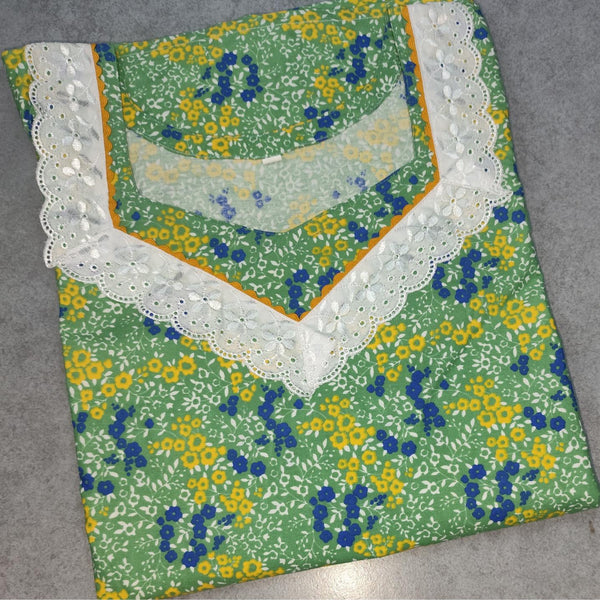 Cotton With Pockets, No Open, A-line churidar cut Medium Printed Nighty