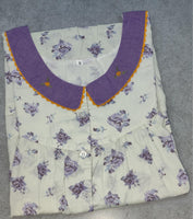 Soft Cotton Pleated, With Pockets, No Open Small Printed Nighty