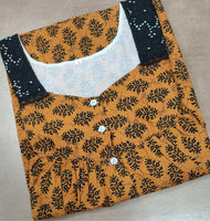Cotton Pleated, With Pockets, Half Open Large Printed Nighty