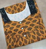 Cotton Pleated, With Pockets, Half Open Large Printed Nighty