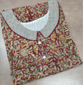 Cotton Pleated, With Pockets, Half Open Medium Printed Nighty