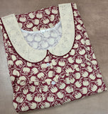 Cotton Pleated, With Pockets, Half Open Medium Printed Nighty
