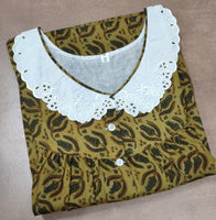 Cotton Pleated, With Pockets, Half Open Medium Printed Nighty