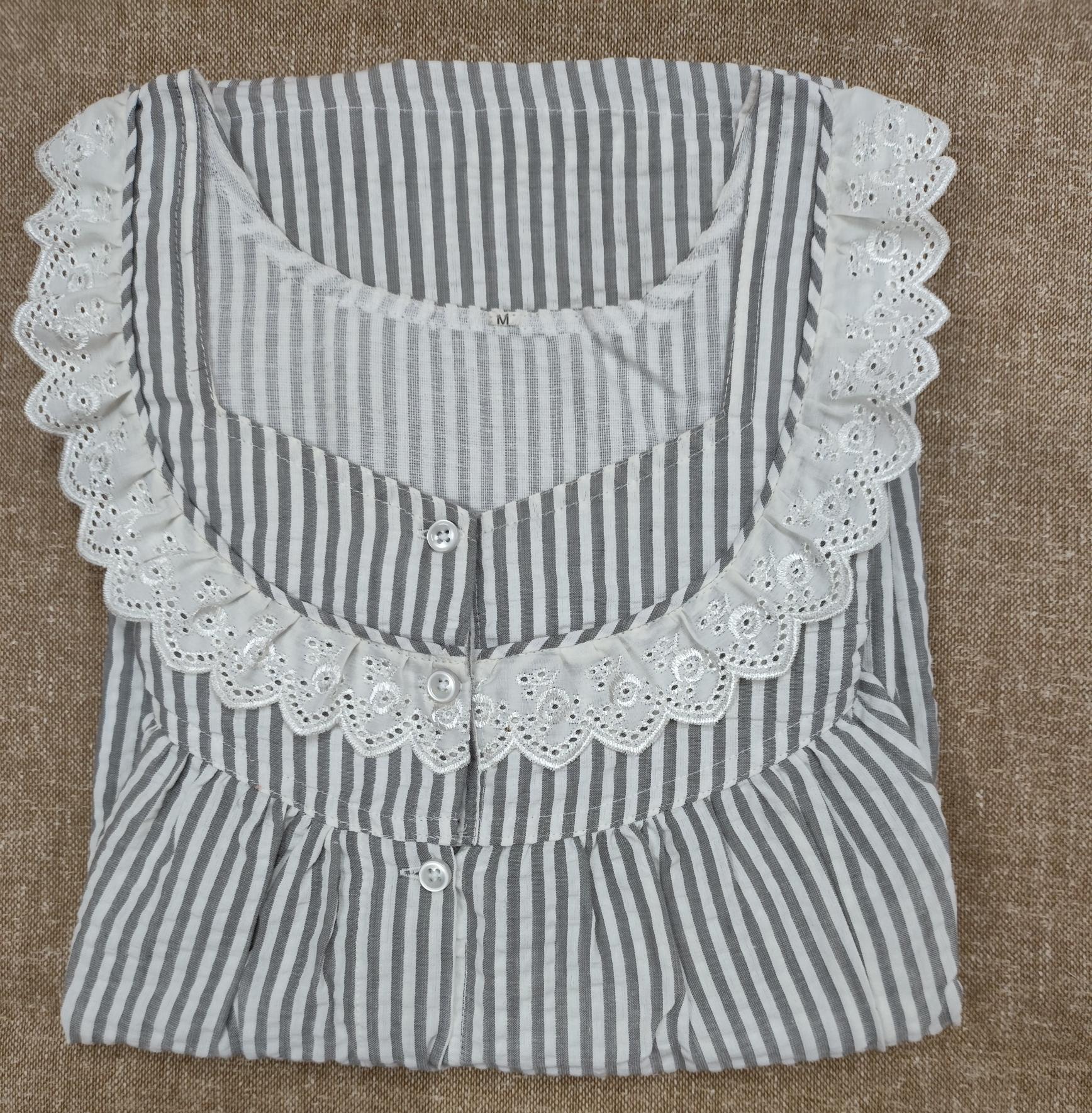 Soft Cotton Pleated, Full Open Medium Printed Nighty