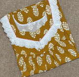 Soft Cotton Pleated, With Pockets, Half Open Medium Printed Nighty