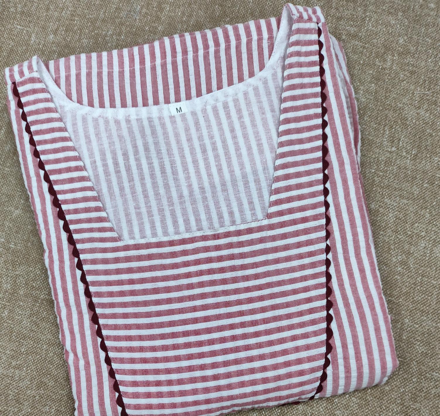 Cotton Pleated, With Pockets, Back A-line, Side elastic Medium Printed Nighty