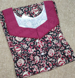 Cotton Pleated, With Pockets, Half Open, Extra Long Small Printed Nighty