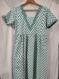 Cotton Pleated, With Pockets, Back A-line, Side elastic Medium Printed Nighty