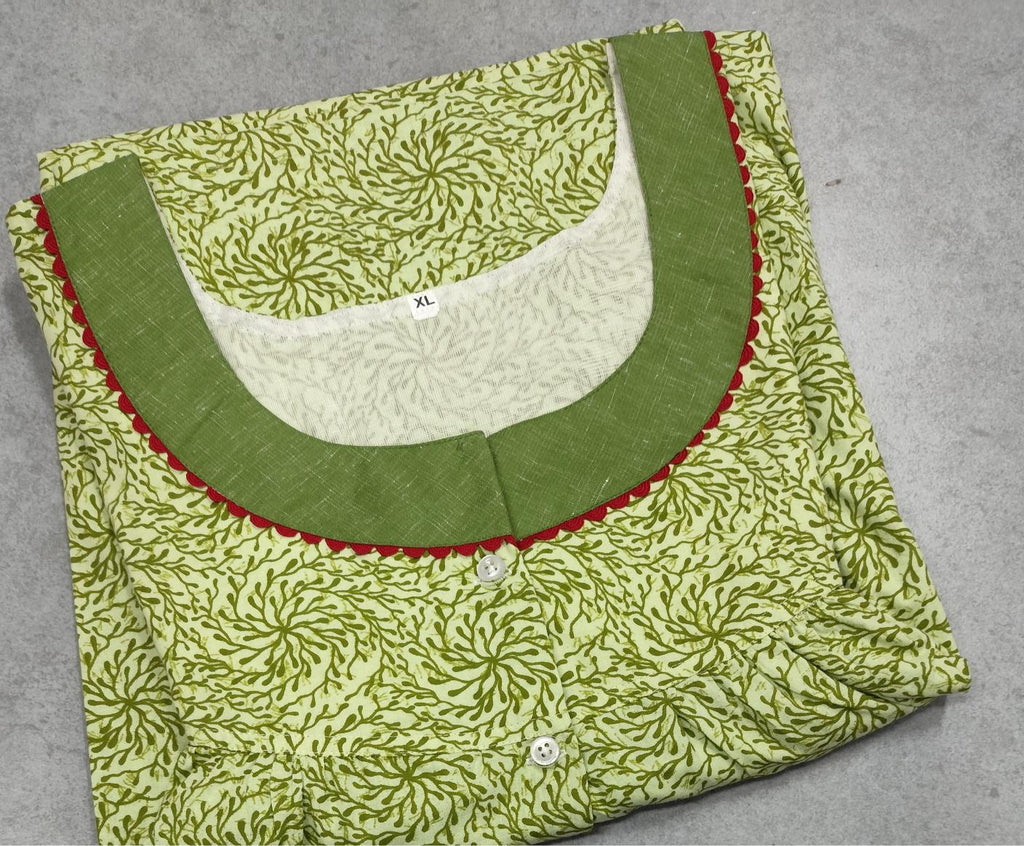 Bantex Pleated, With Pockets, Half Open Xlarge Printed Nighty