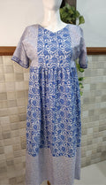Cotton Pleated, No Open, Side elastic Medium Printed Frock Nighty With 47 inch length