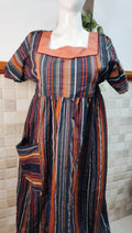 Bantex Pleated, Pockets, Back A-line, Side elastic Medium Printed Frock Nighty With 47 inch length
