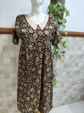 Cotton Pleated, With Pockets, Back A-line, Side elastic Large Printed Frock Nighty With 48 inch length