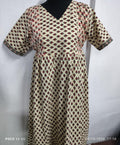 Cotton Pleated, No Open, Side elastic Medium Printed Frock Nighty With 47 inch length