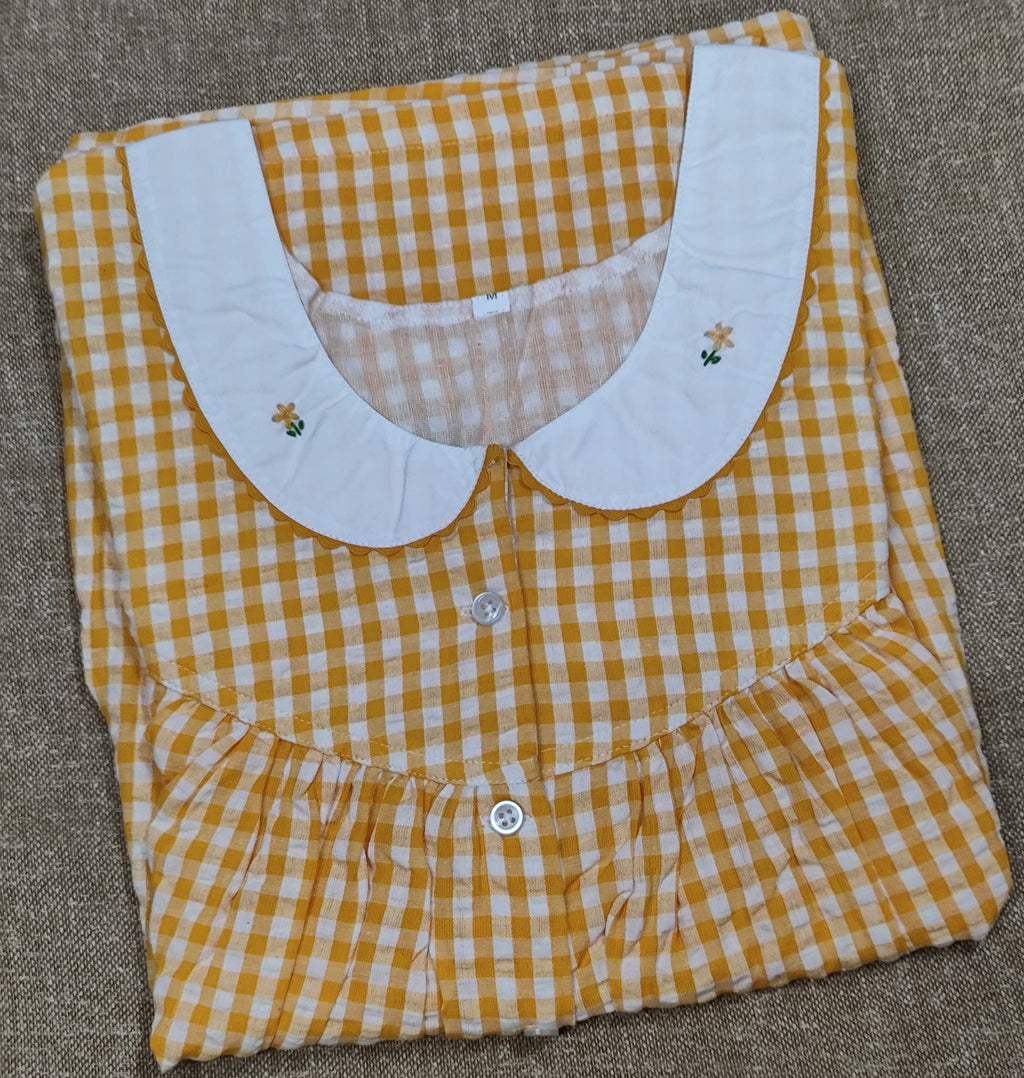 Bantex Pleated, With Pockets, Half Open Medium Printed Nighty