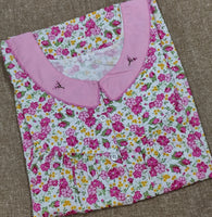 Cotton Pleated, With Pockets, Half Open Medium Printed Nighty