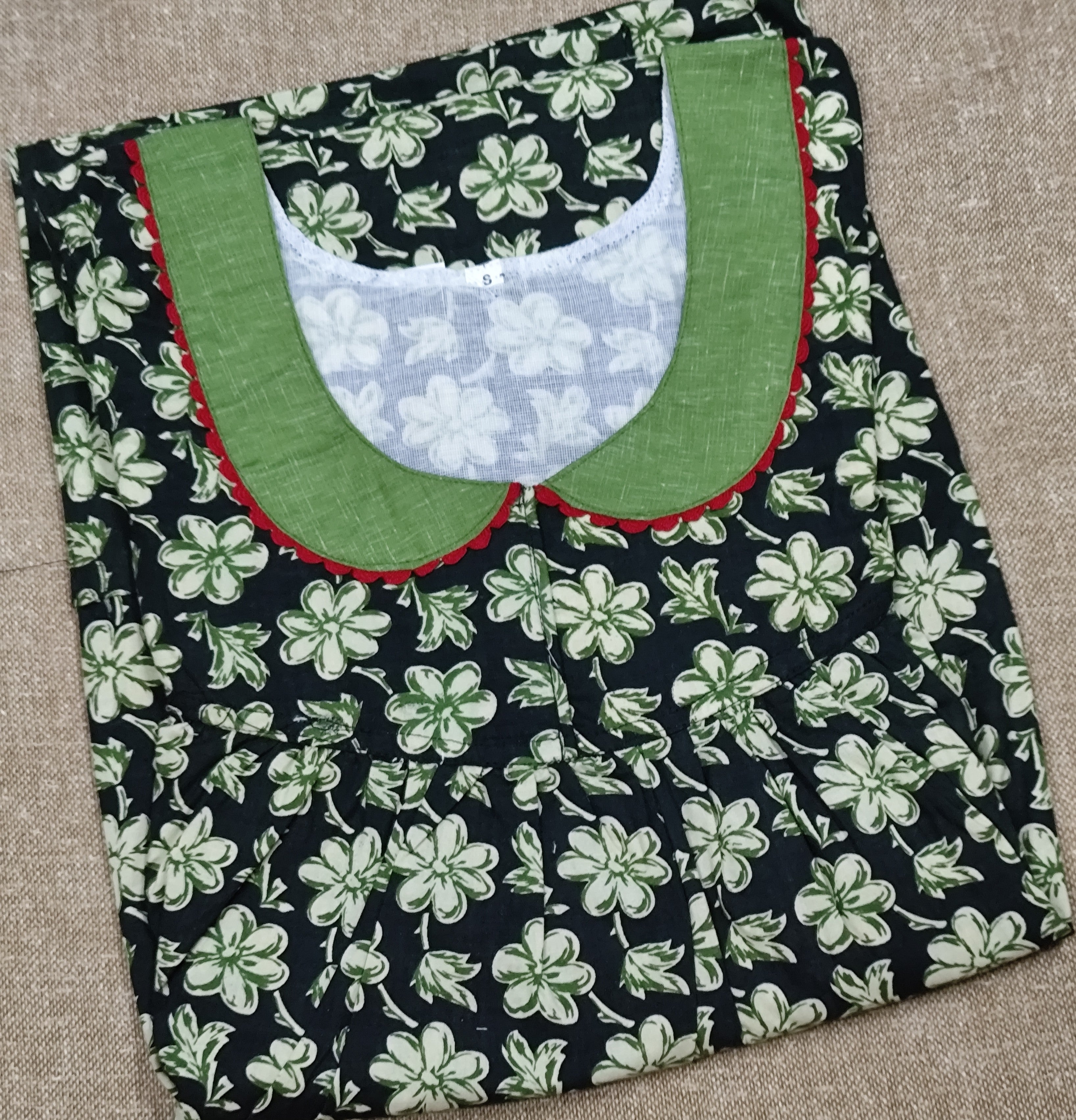 Cotton Pleated, With Pockets, No Open Small Printed Nighty