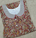 Cotton Pleated, With Pockets, Half Open Small Printed Nighty