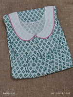 Cotton Pleated, With Pockets, Half Open Small Printed Nighty