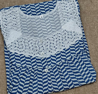 Soft Cotton Pleated, With Pockets, Half Open Small Printed Nighty