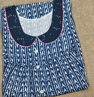 Soft Cotton Pleated, With Pockets, Half Open Small Printed Nighty