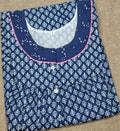 Soft Cotton Pleated, With Pockets, Half Open Small Printed Nighty