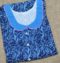 Cotton Pleated, With Pockets, Half Open Small Printed Nighty