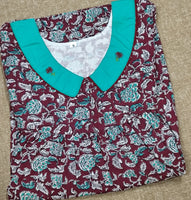 Cotton Pleated, With Pockets, No Open Small Printed Nighty