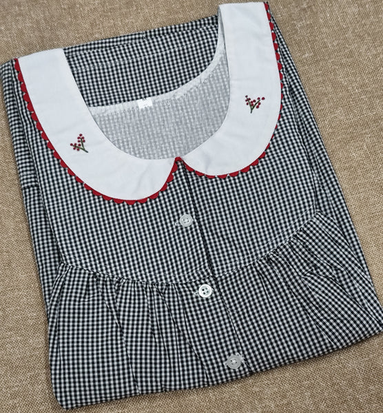 Cotton Pleated, With Pockets, Half Open Medium Printed Nighty