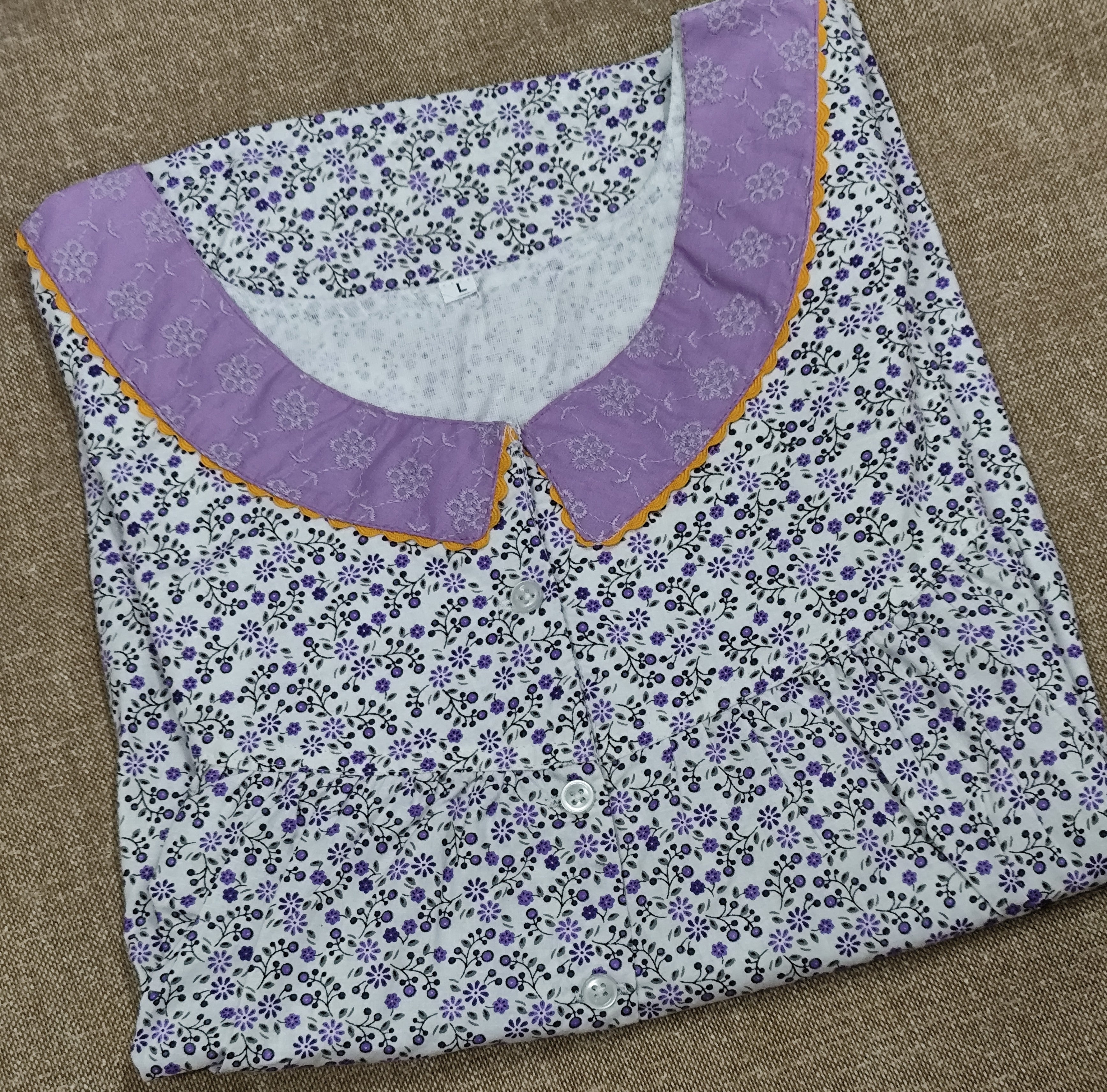 Bantex Pleated, With Pockets, Half Open Large Printed Nighty