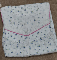 Soft Cotton Pleated, With Pockets, Half Open Large Printed Nighty