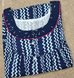 Soft Cotton Pleated, With Pockets, Half Open Large Printed Nighty
