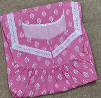 Soft Cotton Pleated, With Pockets, No Open Medium Printed Nighty