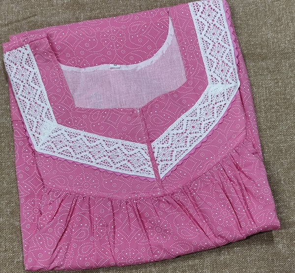Soft Cotton Pleated, With Pockets, No Open Medium Printed Nighty