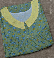 Soft Cotton Pleated, With Pockets, No Open Medium Printed Nighty