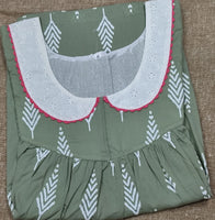 Soft Cotton Pleated, With Pockets, No Open Medium Printed Nighty