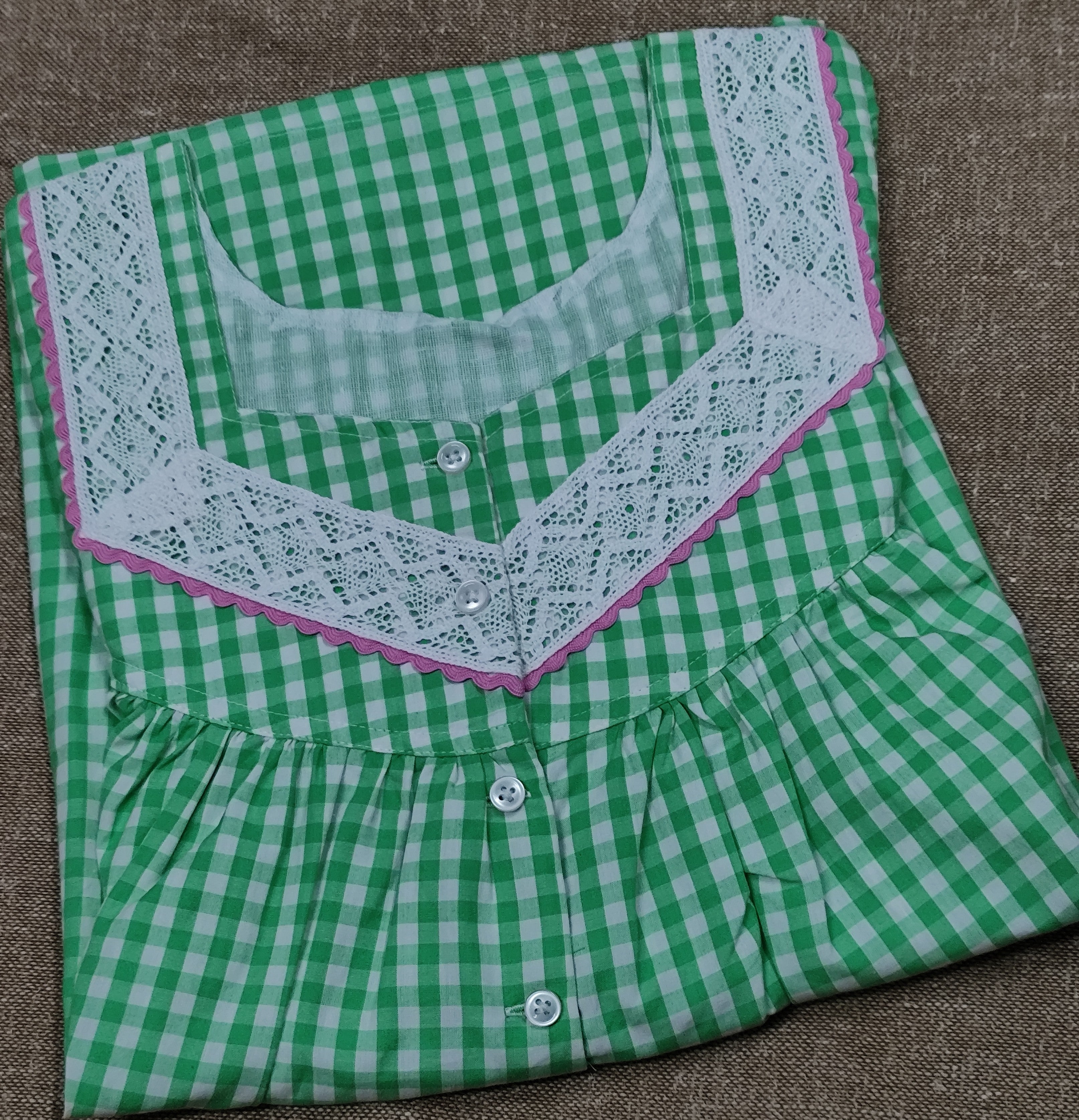 Cotton Pleated, With Pockets, Half Open Medium Printed Nighty