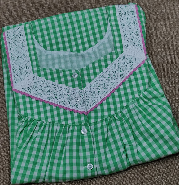 Cotton Pleated, With Pockets, Half Open Medium Printed Nighty