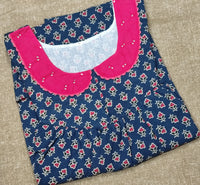 Soft Cotton Pleated, With Pockets, No Open Medium Printed Nighty