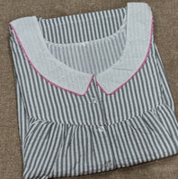 Soft Cotton Pleated, With Pockets, Half Open Large Printed Nighty