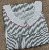 Soft Cotton Pleated, With Pockets, Half Open Large Printed Nighty