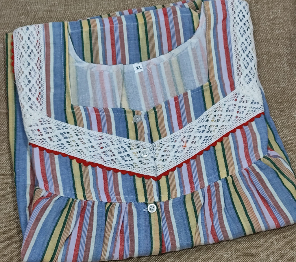 Bantex Pleated, With Pockets, Half Open Xlarge Printed Nighty