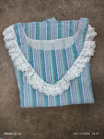 Cotton Pockets, Back A-line, No Open, Side elastic Medium Printed Frock Nighty