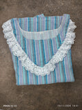 Cotton Pockets, Back A-line, No Open, Side elastic Medium Printed Frock Nighty