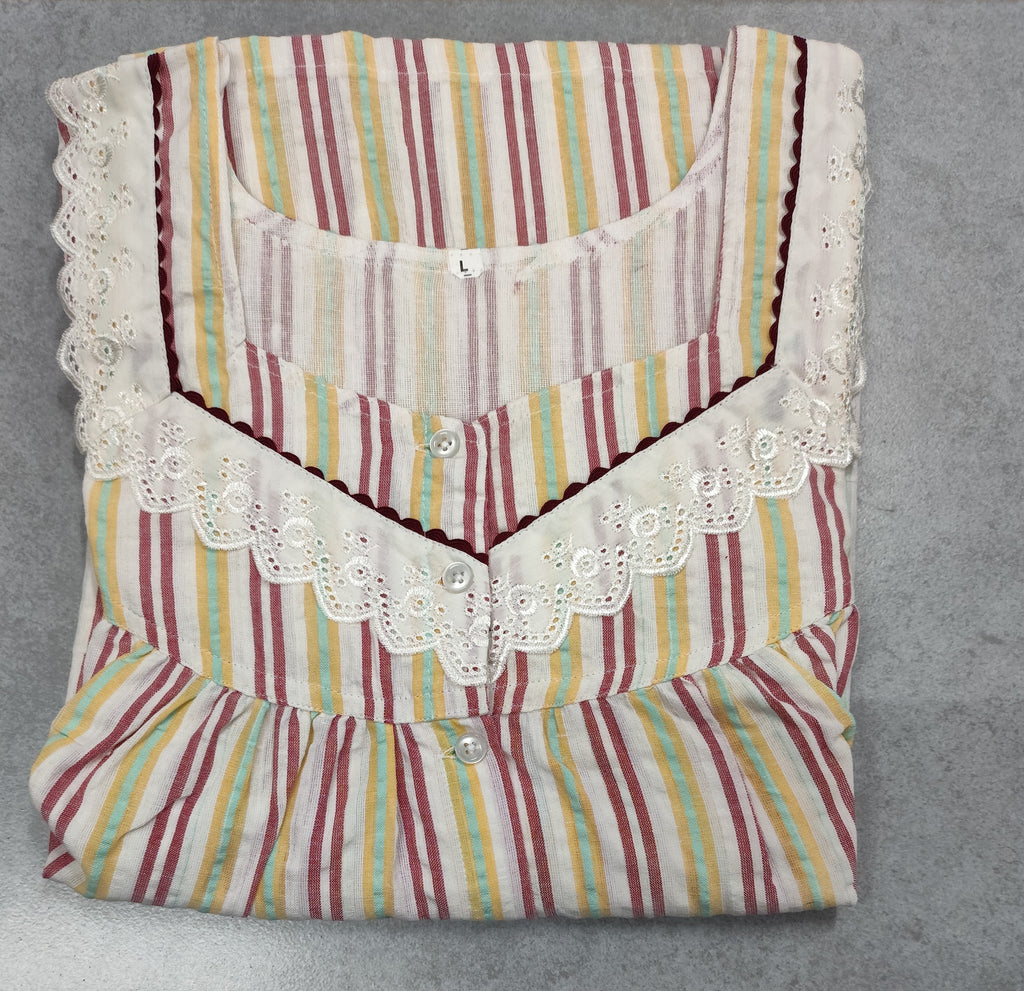 Cotton Pleated, Full Open Large Printed Nighty