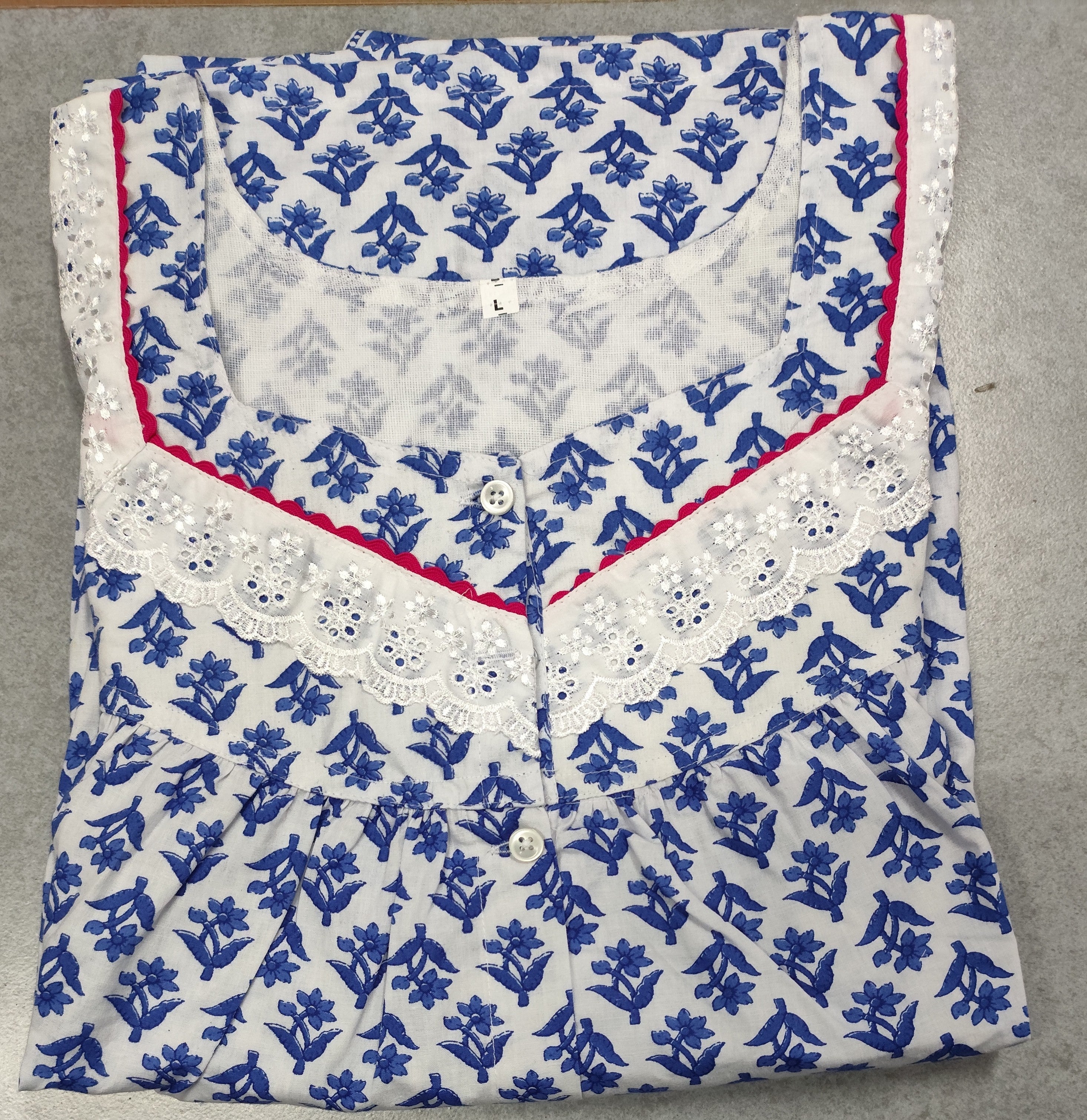 Cotton Pleated, Full Open Large Printed Nighty