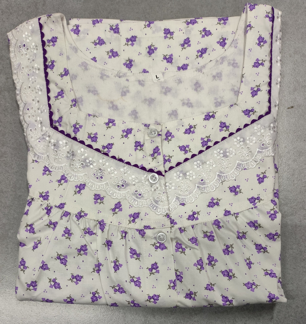 Cotton Pleated, Full Open Large Printed Nighty